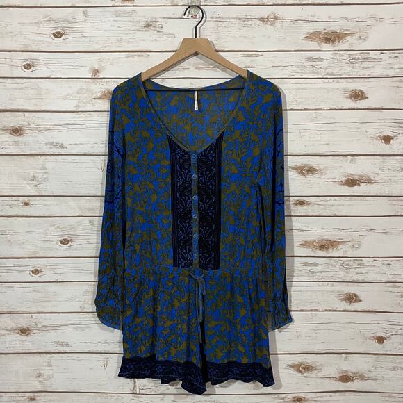Free People Resort Romper - Electric Blue Floral - XS - Picture 6 of 12